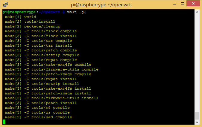 樹莓派編譯openwrt過程界面